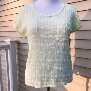 H&M Neon Green Yellow Embroidered Top
